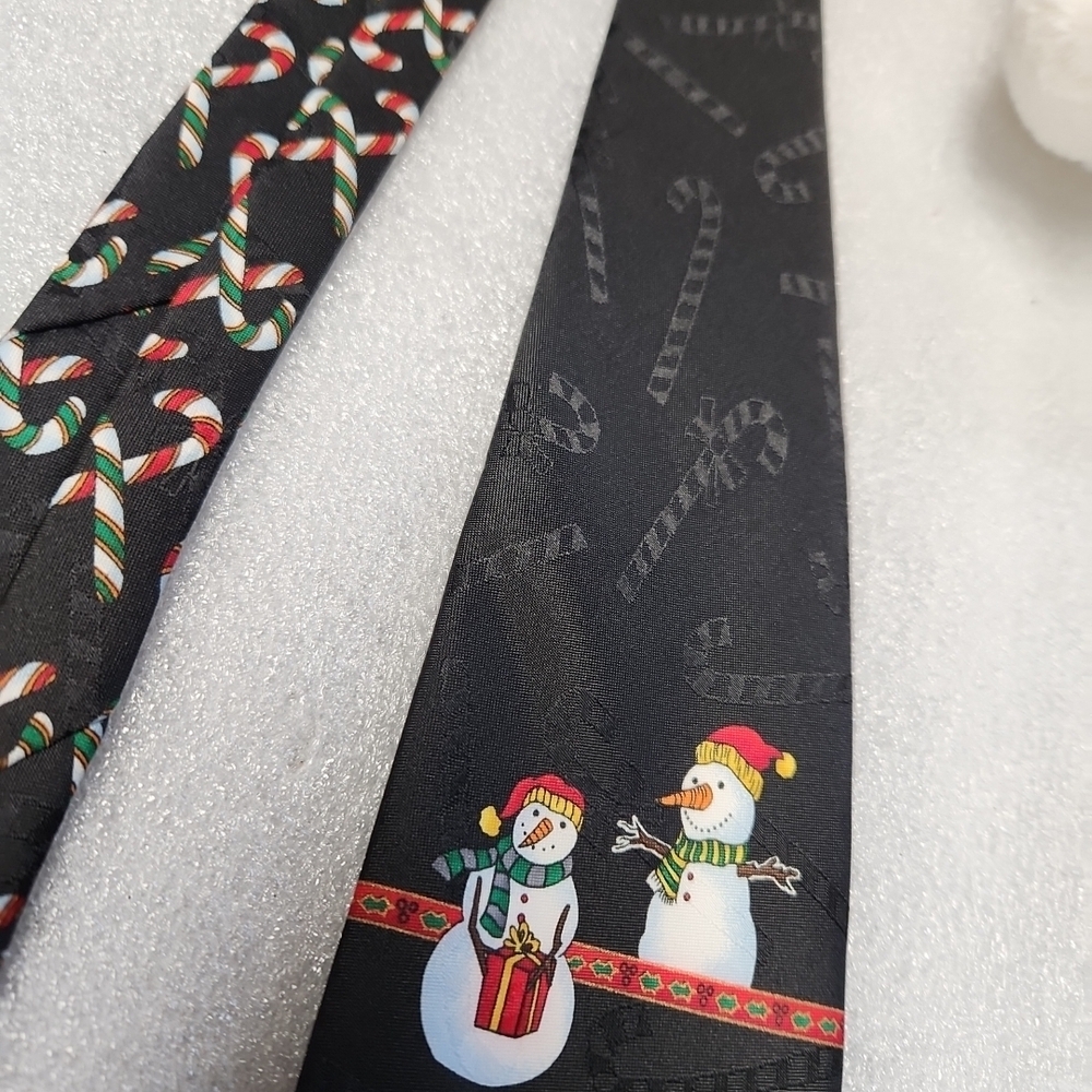 Hallmark Kids Tie with Snowmen and Candy Canes - Black